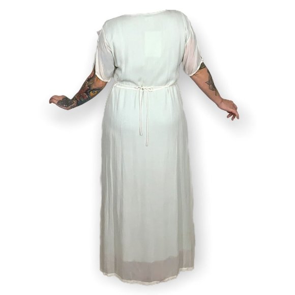 NWT Vintage 90's Papillon Crepe Layered Full Length Dress Large - Picture 2 of 12